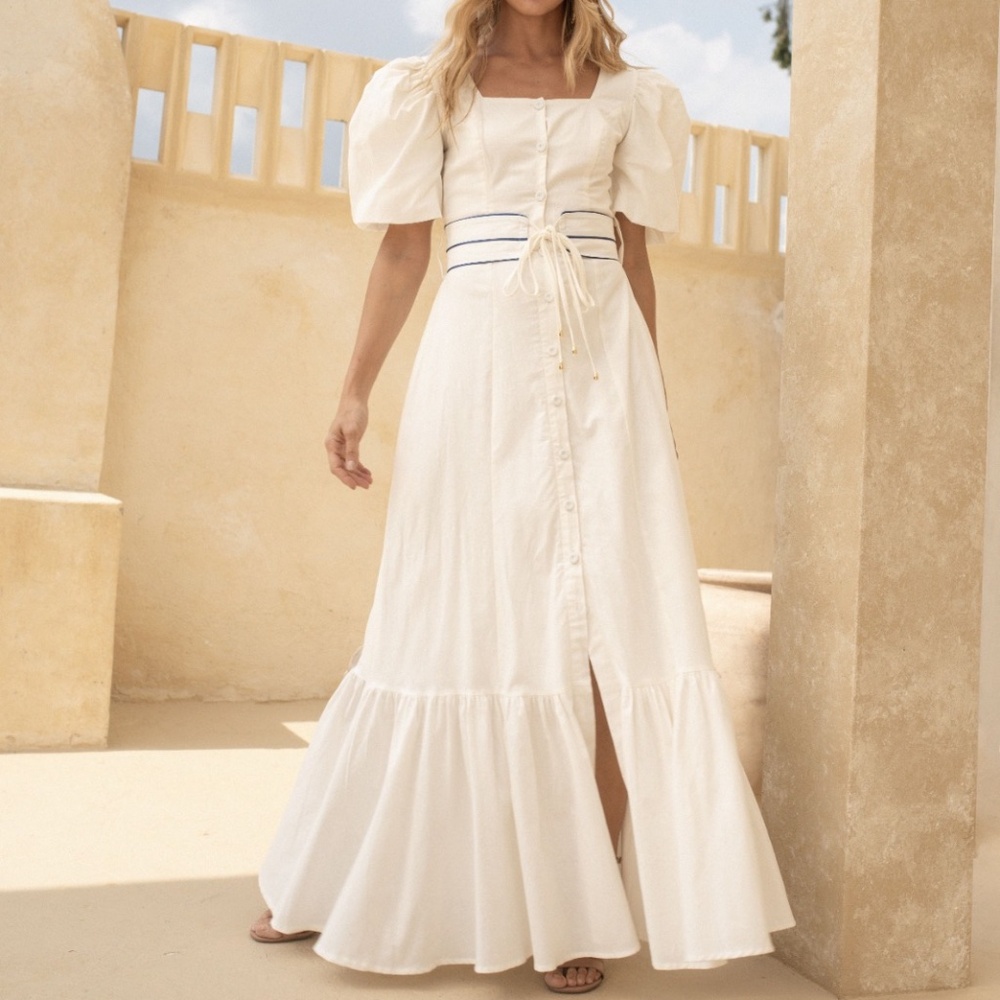 Naranjarosa Colombian Maxi White linea long dress large Dafne